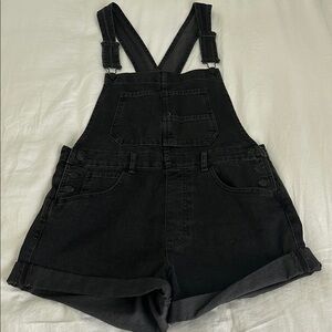 We The Free Black Denim Shortalls Relaxed Fit